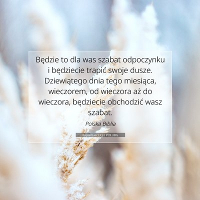 Kapłańska 23:32 POLUBG Obraz Wersetu Biblijnego
