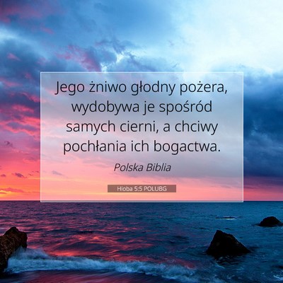 Hioba 5:5 POLUBG Obraz Wersetu Biblijnego