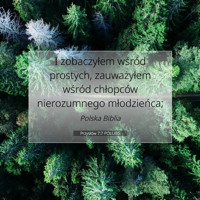 Przysłów 7:7 POLUBG Obraz Wersetu Biblijnego