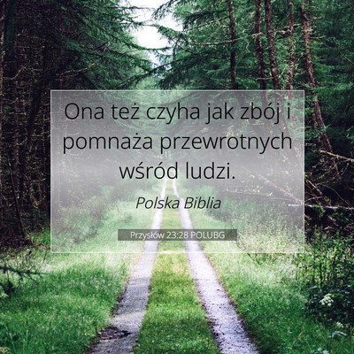 Przysłów 23:28 POLUBG Obraz Wersetu Biblijnego