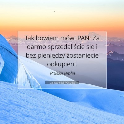 Izajasza 52:3 POLUBG Obraz Wersetu Biblijnego
